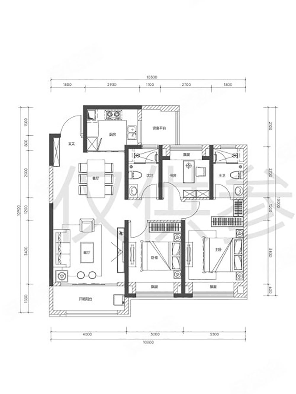 建面约108㎡户型
