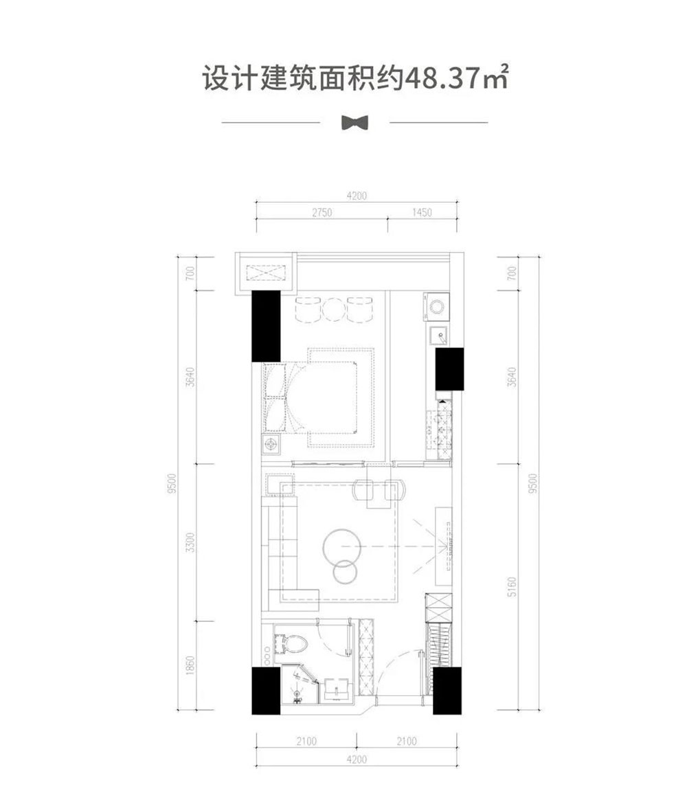 建面约48.37㎡户型