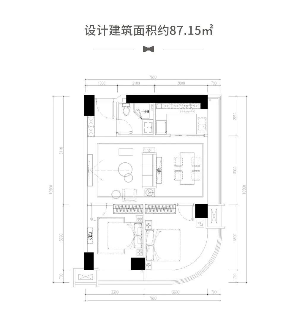 建面约87.15㎡户型