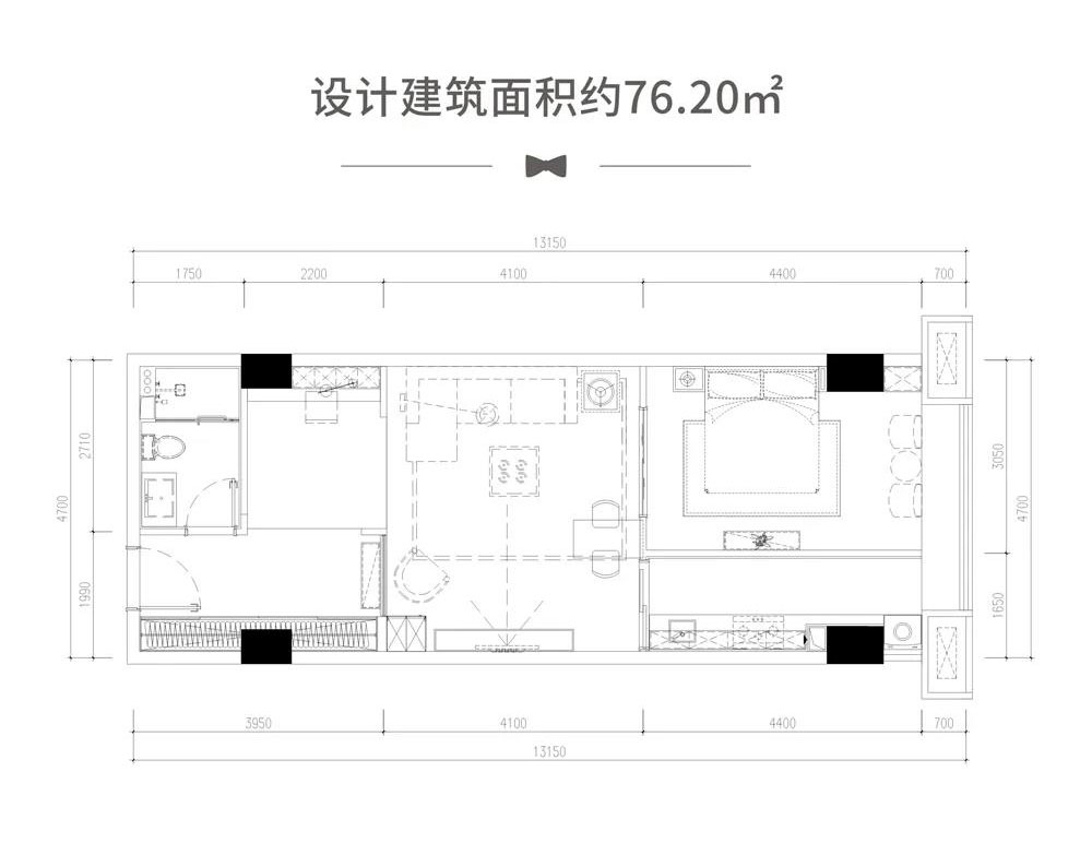 建面约76.2㎡户型