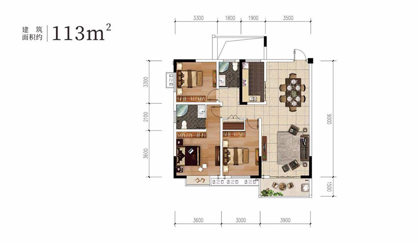 建面约113㎡户型