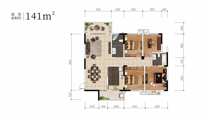 建面约141㎡户型
