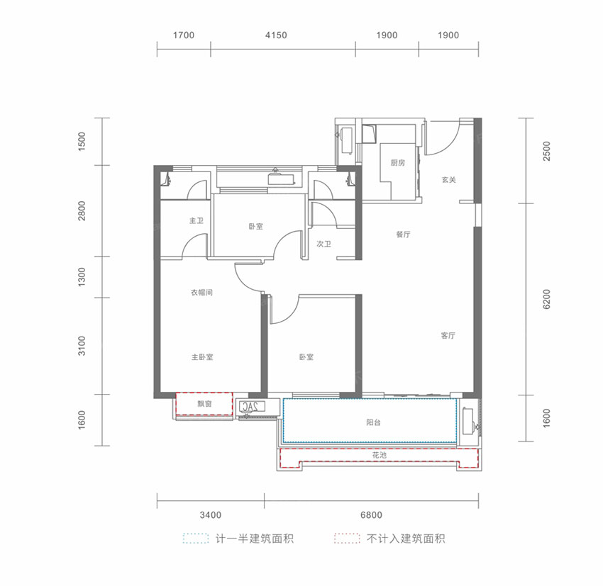 建面约103㎡户型