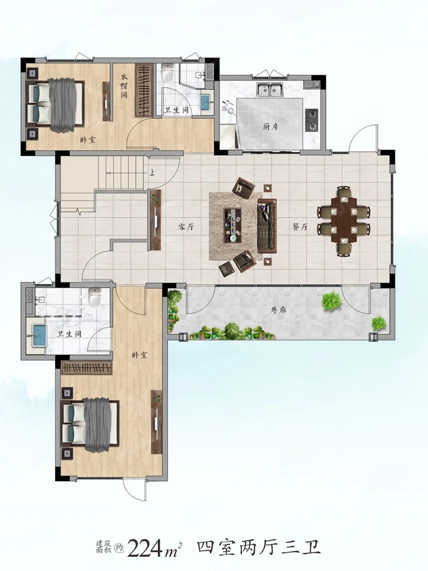 建面约224㎡户型