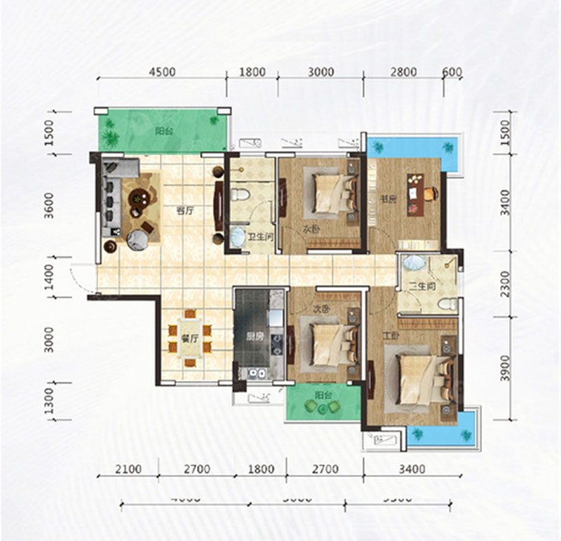 建面约128㎡户型
